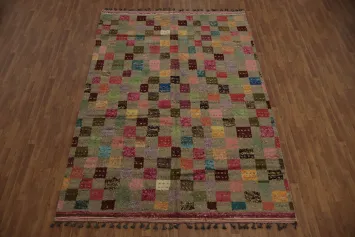 Checkered Moroccan Wool Area Rug 8x11