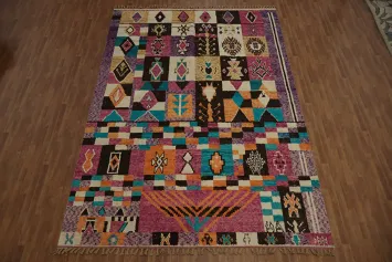 Brightly Colored Moroccan Large Rug 10x14 with Geometric Patterns