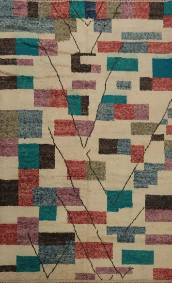 Chic Color Block Geometric Moroccan Area Rug 10x15 for Modern Interiors