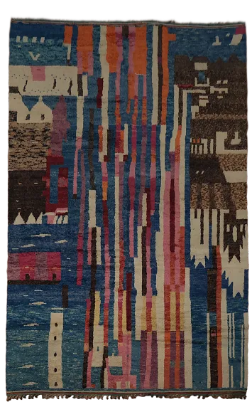 Abstract Multicolor Moroccan Large Rug 12x19 for Modern Living Spaces
