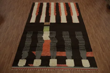 Artistic Moroccan Large Rug 10x15 in Earthy Tones and Modern Stripes