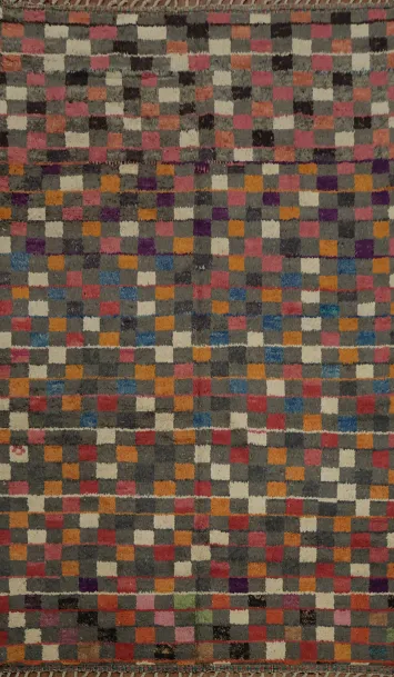 Checkered Moroccan Wool Area Rug 9x13