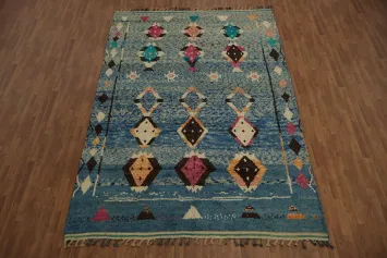 Blue Diamond Moroccan Area Rug 8x11 for Vibrant Home Decor