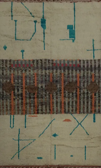 Moroccan Wool Area Rug 7x11 in Muted and Earthy Color Palette