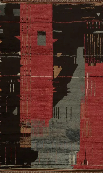 Abstract Moroccan Handmade Wool Rug 10x15