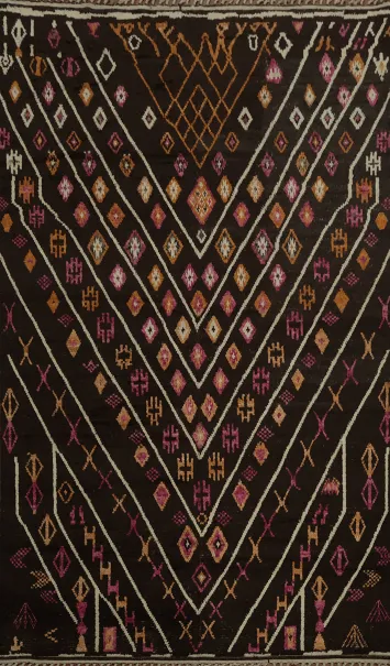 Bohemian Moroccan Large Rug 10x15 with Chevron Patterns