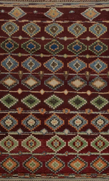 Stunning Geometric Moroccan Large Area Rug 9x13 with Rich Earthy Hues