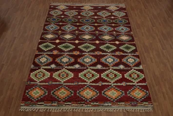Stunning Geometric Moroccan Large Area Rug 9x13 with Rich Earthy Hues