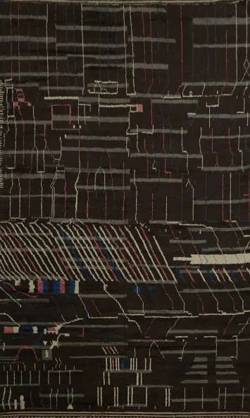 Sophisticated Grid Design Moroccan Large Wool Rug 12x19