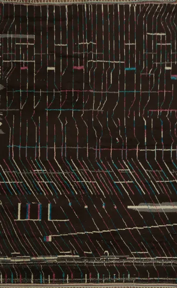 Dark Moroccan Large Rug 10x15 with Colorful Linear Geometric Design