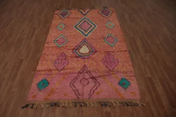 Charming Artistic Moroccan Area Rug 5x9 with Colored Geometric Design