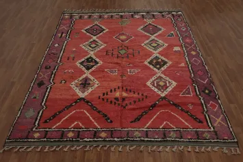 Moroccan Area Rug 8x11 with Intricate Diamond Motifs and Shapes