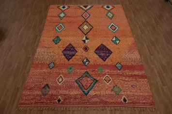 Enhance Your Decor with Vibrant Moroccan Large Wool Rug 10x15