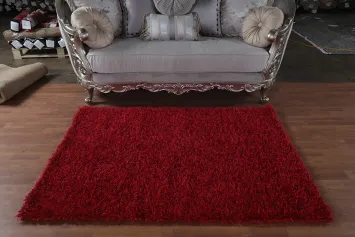 Red Shaggy Shag Modern Accent Rug 4x6