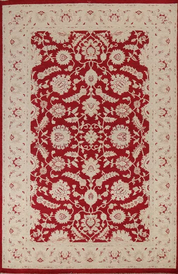 Red Floral Peshawar Chobi Wool Area Rug 7x10