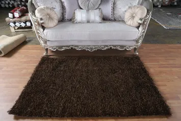 Chocolate Brown Plush Shaggy Modern Rug 4x6