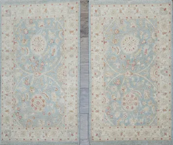 Set of 2 Vegetable Dye Peshawar Chobi Handmade Wool Rug 2x3