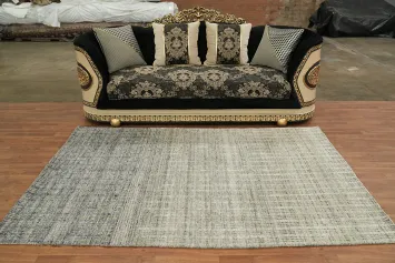 Sophisticated Grey and Blue Woven Rug for Minimalist Decor