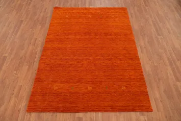 Orange Wool Gabbeh Handmade Area Rug 6x8