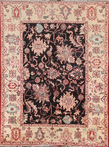 Black Geometric Ziegler Oriental Area Rug 4x5