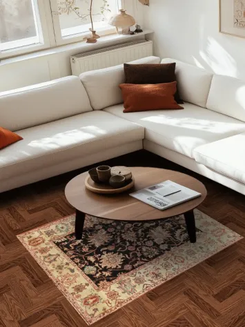 Black Geometric Ziegler Oriental Area Rug 4x5