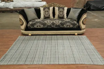 Minimalist Grey Rug with Subtle Plaid Design Elements 5x8