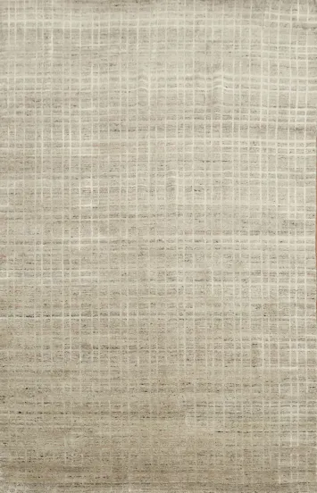 Minimalist Beige and Cream Area Rug with Grid Detailing 5x8