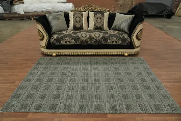 Checkered Gabbeh Wool Area Rug 5x8