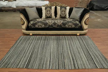 Contemporary Gray Striped Rug for Minimalist Interiors 5x8