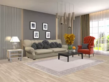 Bordered Nepal Tibetan Wool Area Rug 5x8