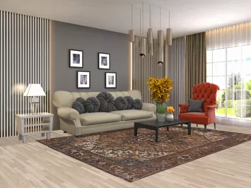 Geometric Heriz Persian Area Rug 7x10