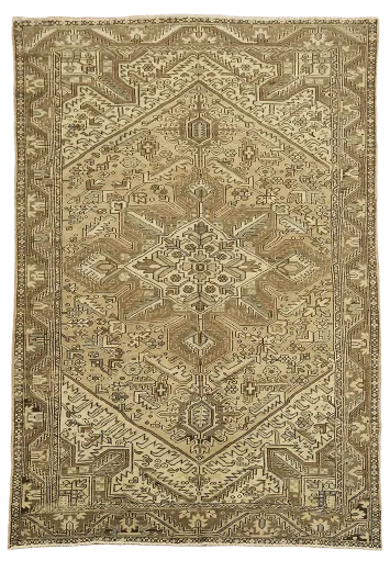 Vintage Beige and Brown Heriz Persian Rug with Traditional Geometric Patterns 8'x11'