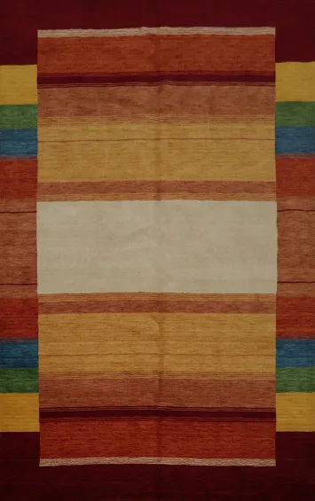 Warm Toned Shades Gabbeh Wool Area Rug 7x10 for a Cozy Ambiance