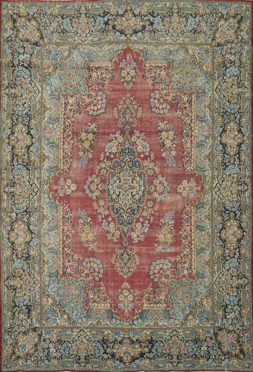 Antique Vegetable Dye Kerman Persian Large Rug 11x14