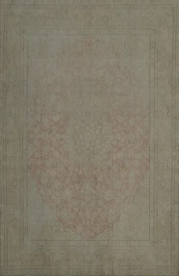 Subtle Beige and Pink Distressed Kerman Persian Rug 10x13