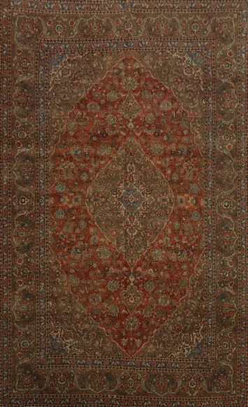 Intricately Designed Kashan Persian Area Rug 9x13 for Timeless Elegance