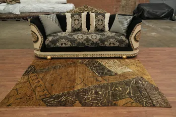 Abstract Artistically Designed Rug with Earthy Tones and Geometric Patterns 5x8