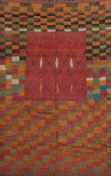 Checkered Moroccan Wool Area Rug 8x11