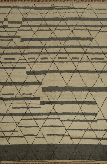 Moroccan Area Rug 8x11 with Bold and Muted Geometric Details
