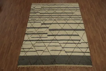 Moroccan Area Rug 8x11 with Bold and Muted Geometric Details