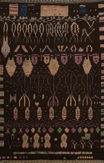 Tribal Brown Moroccan Wool Area Rug 9x12
