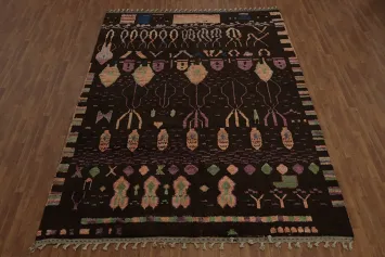 Tribal Brown Moroccan Wool Area Rug 9x12