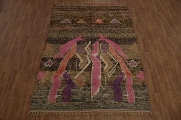 Bohemian Moroccan Area Rug 7x10 with Geometric Patterns