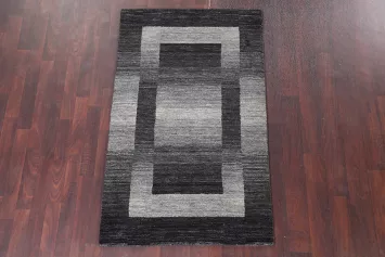 Black/ White Gabbeh Wool Handmade Rug 3x5