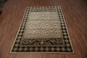 Timeless Neutral Rug with Detailed Border Accents 6x9