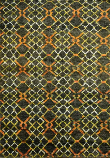 Earthy Geometric Elegance: Vibrant Patterned Rug for Chic Spaces 6x8