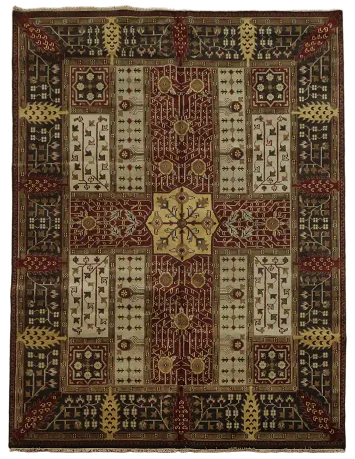 Luxurious Traditional Red and Black Rug in Warm Rustic Palette 8x10 ft