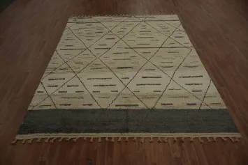 Sophisticated Moroccan Handmade Area Rug 8x11 with Diamond Patterns