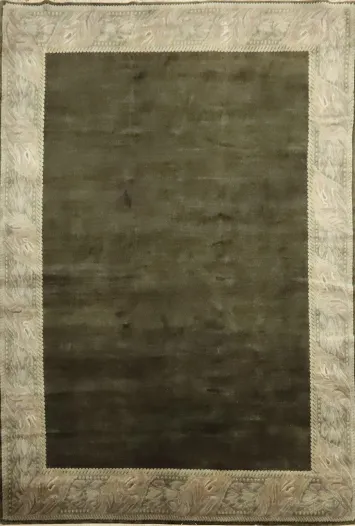 Vegetable Dye Green Nepalese Wool Area Rug 8x11