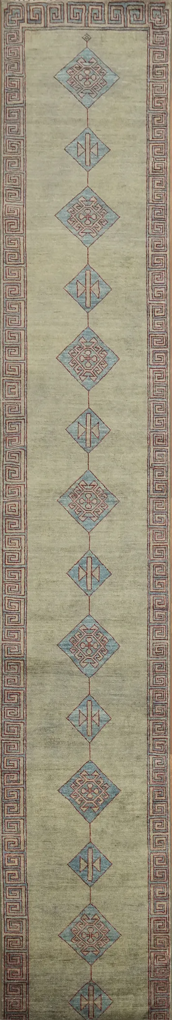 Vegetable Dye Handmade Navajo Wool Runner Rug 3x15